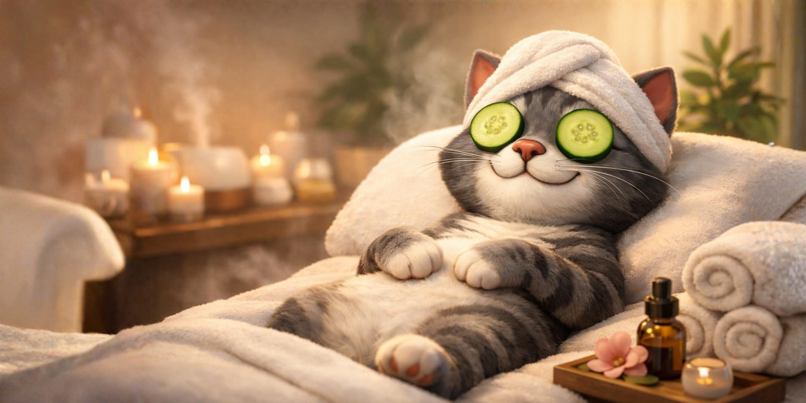Veterinarian examining a cat